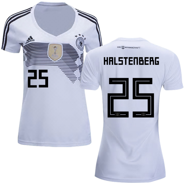 Women's Germany #25 Halstenberg White Home Soccer Country Jersey - Click Image to Close